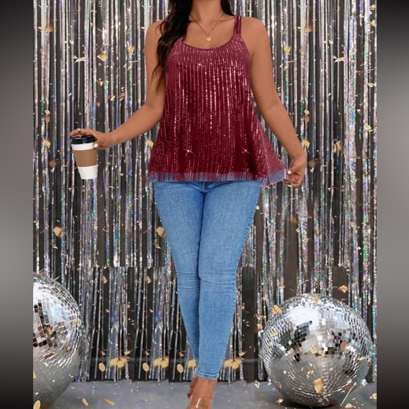 Luxe plus size sparkly glitter cami top - Picture 4 of 16